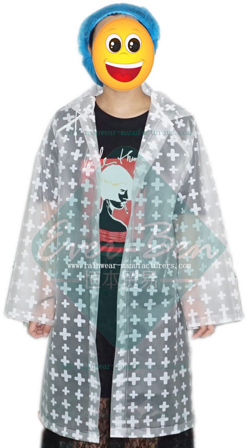 Transparent printing EVA raincoats for women